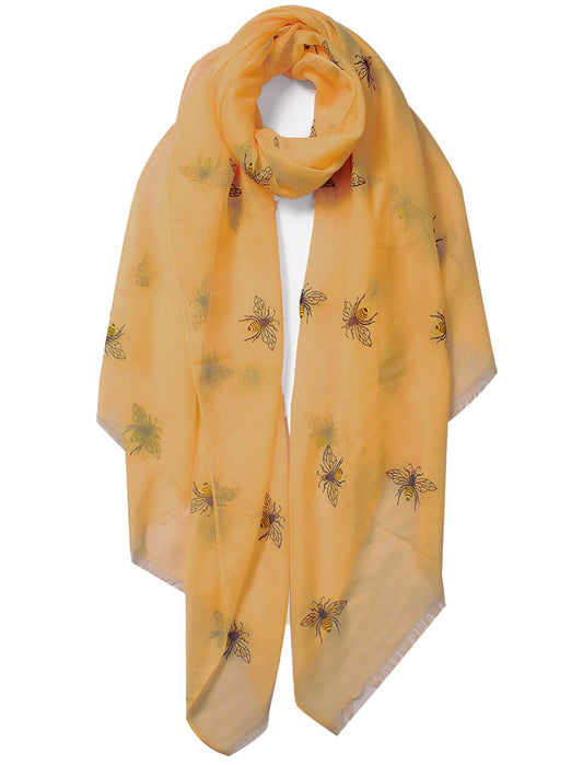 Mustard Glitter Wing Bee Scarf | The Manchester Shop