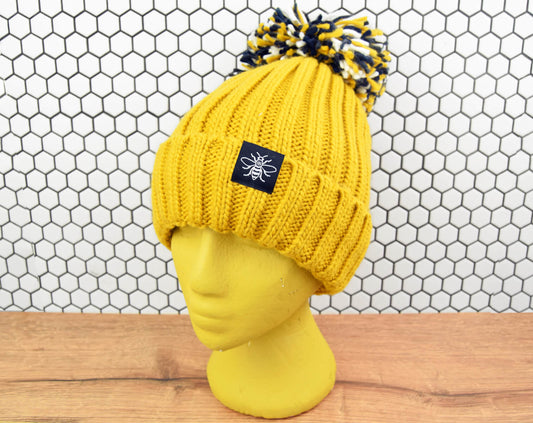 Mustard Hygge Beanie with Bee Tag | The Manchester Shop