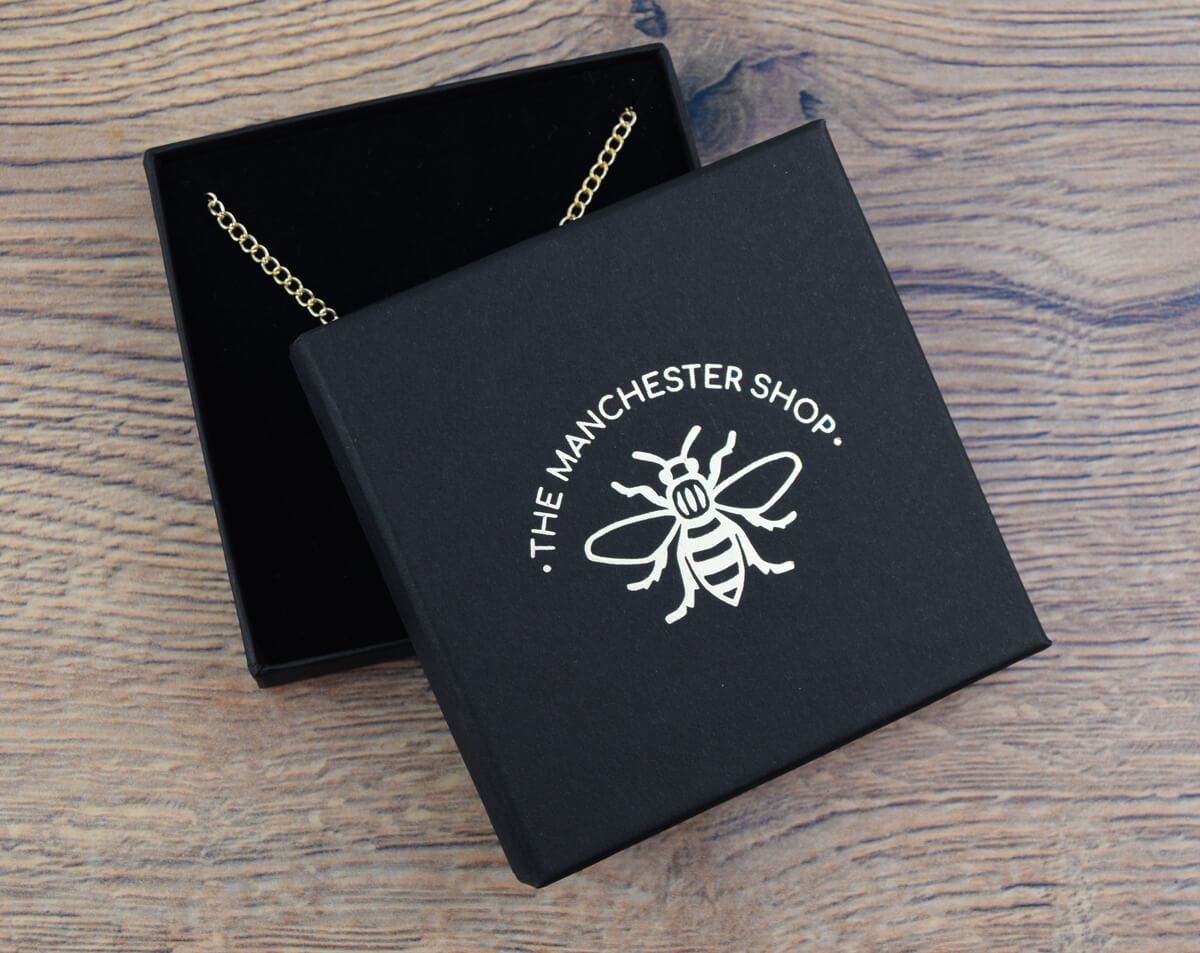 Gold Hexagon & Bee Charm Necklace | The Manchester Shop