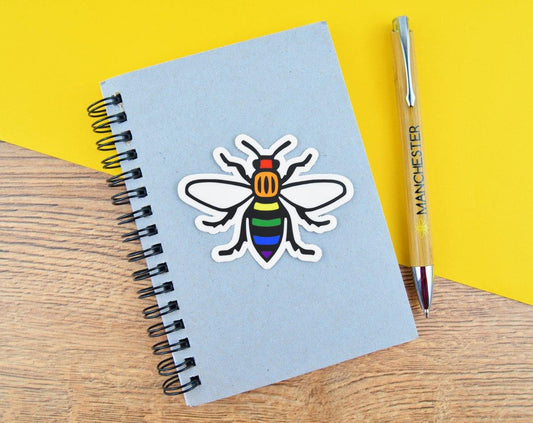 Rainbow Manchester Bee Sticker - The Manchester Shop