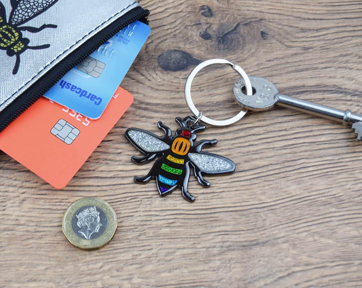 Rainbow Bee Keyring - The Manchester Shop