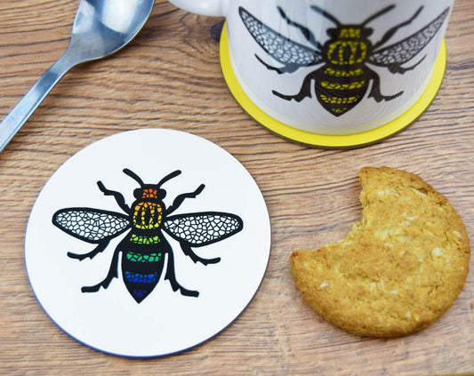 Rainbow Worker Bee Coaster - The Manchester Shop