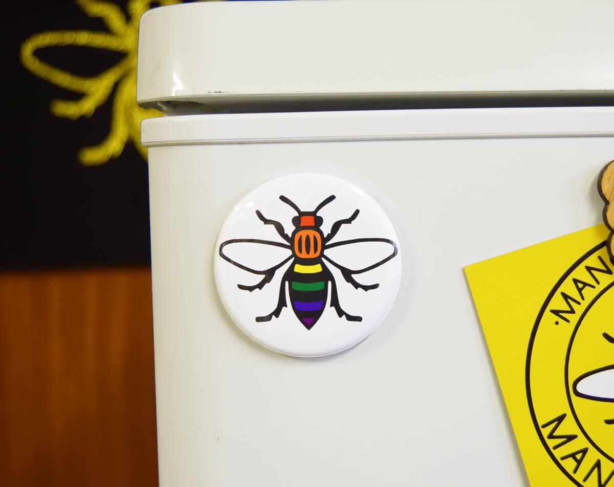 Rainbow Manchester Bee Magnet - The Manchester Shop