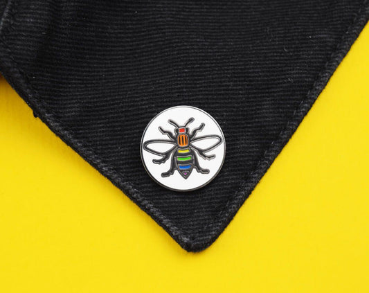 Rainbow Manchester Bee Pin - The Manchester Shop