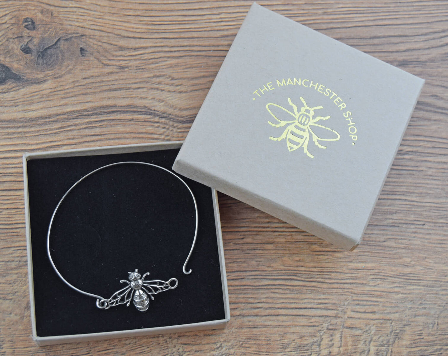 Large Bee Silver Bangle - The Manchester Shop