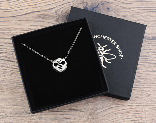 Silver Round Bee Cut Out Necklace | The Manchester Shop