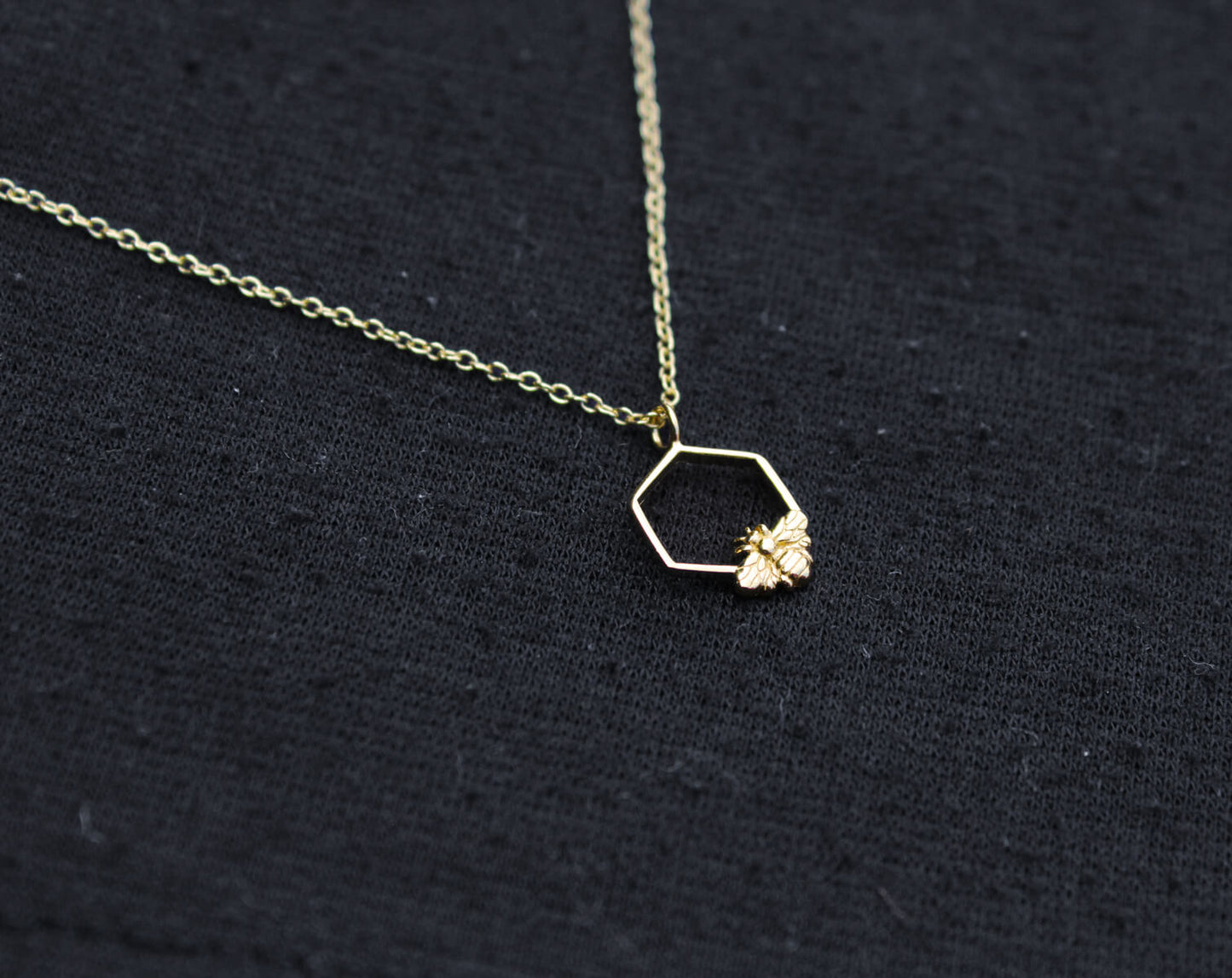 Small Gold Bee & Hexagon Necklace | The Manchester Shop