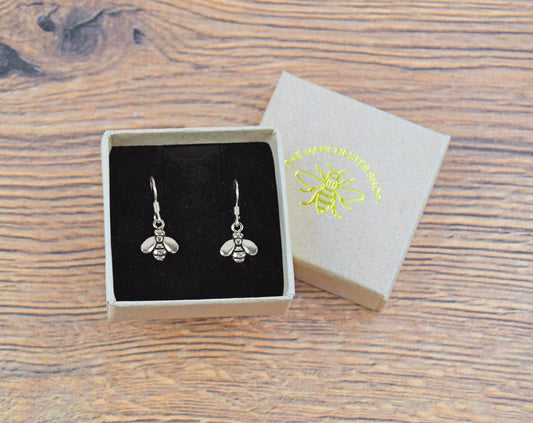 Sterling Silver Cute Bee Drop Earrings | The Manchester Shop