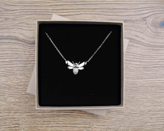 Sterling Silver & Crystal Bee Necklace