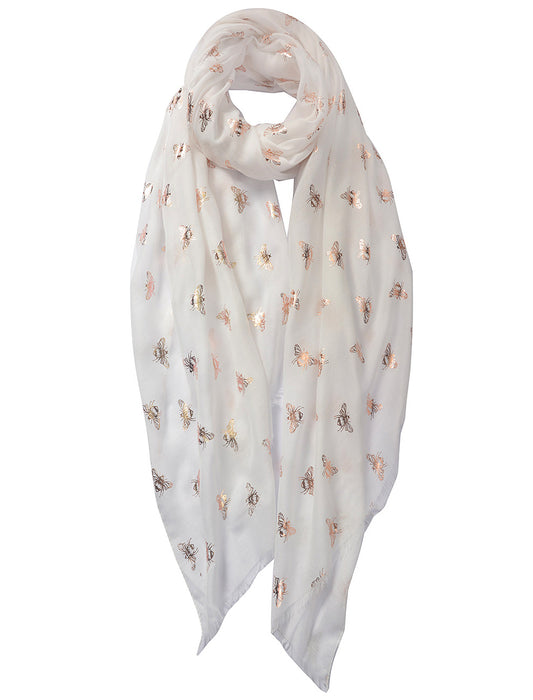 White Copper Foil Bee Scarf | The Manchester Shop