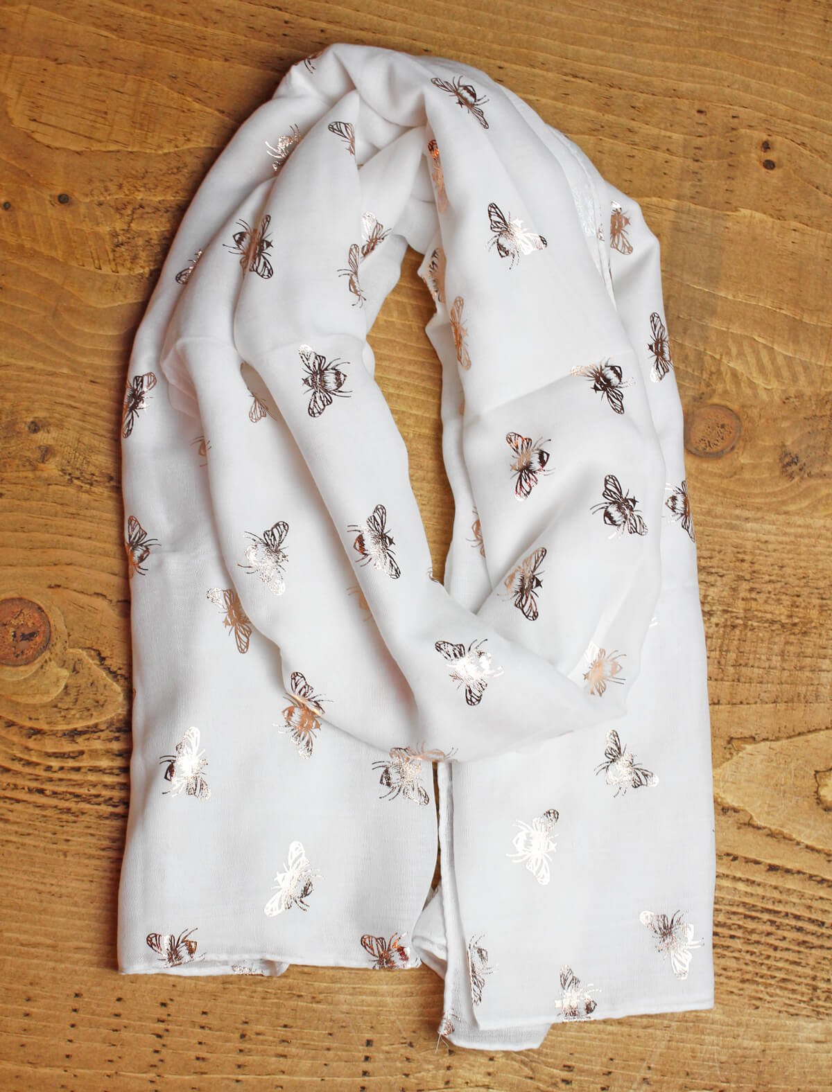 White Copper Foil Bee Scarf | The Manchester Shop