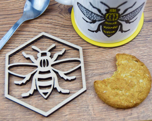 Wooden Worker Bee Coaster - The Manchester Shop