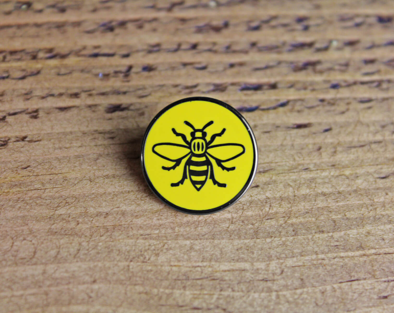 Yellow Circle Manchester Bee Enamel Pin | The Manchester Shop