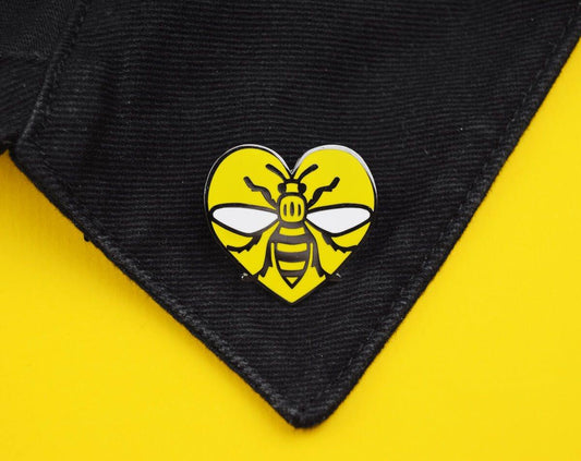 Yellow Heart Manchester Bee Pin - The Manchester Shop