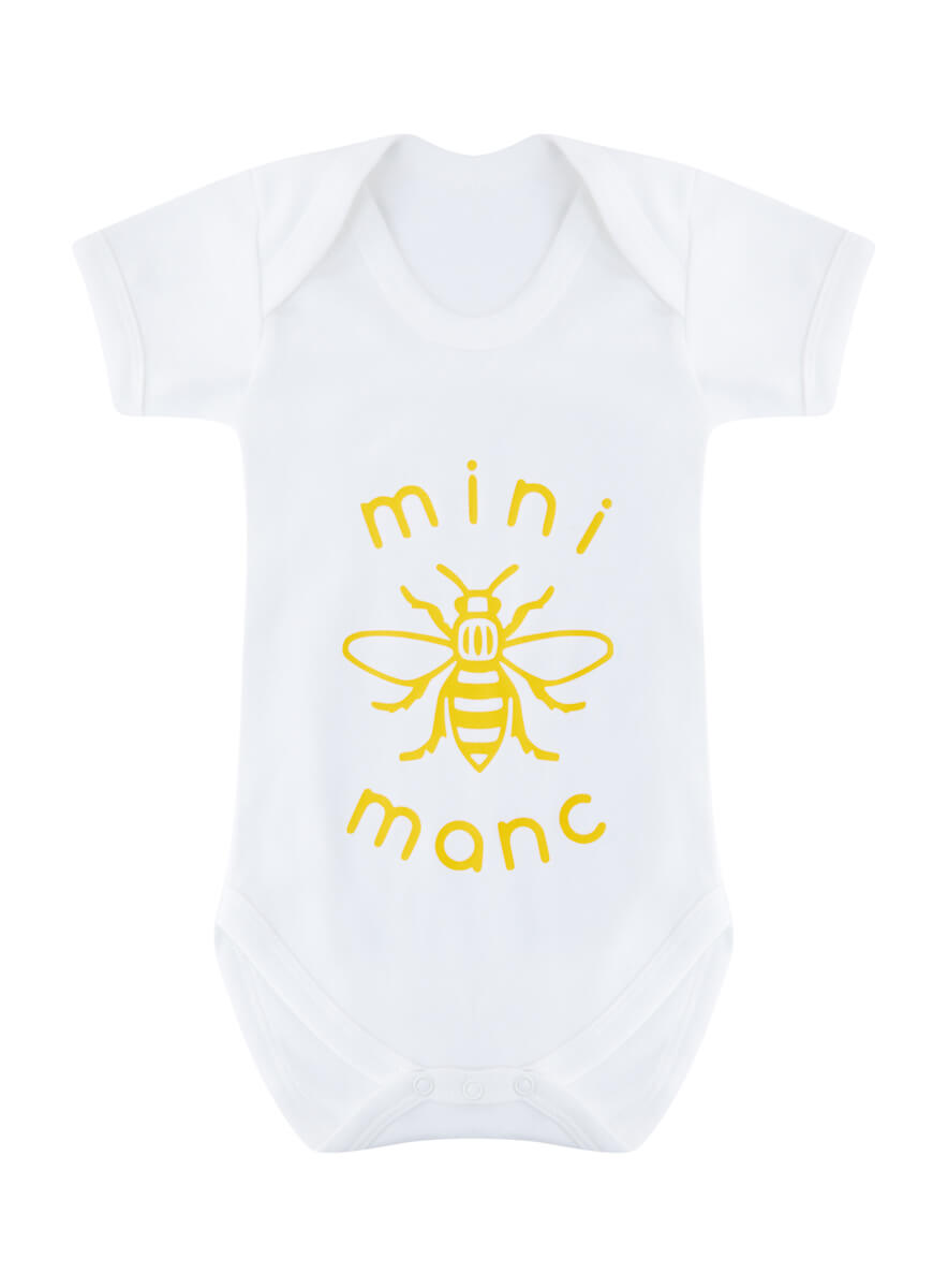 Yellow Mini-Manc Baby Grow - The Manchester Shop