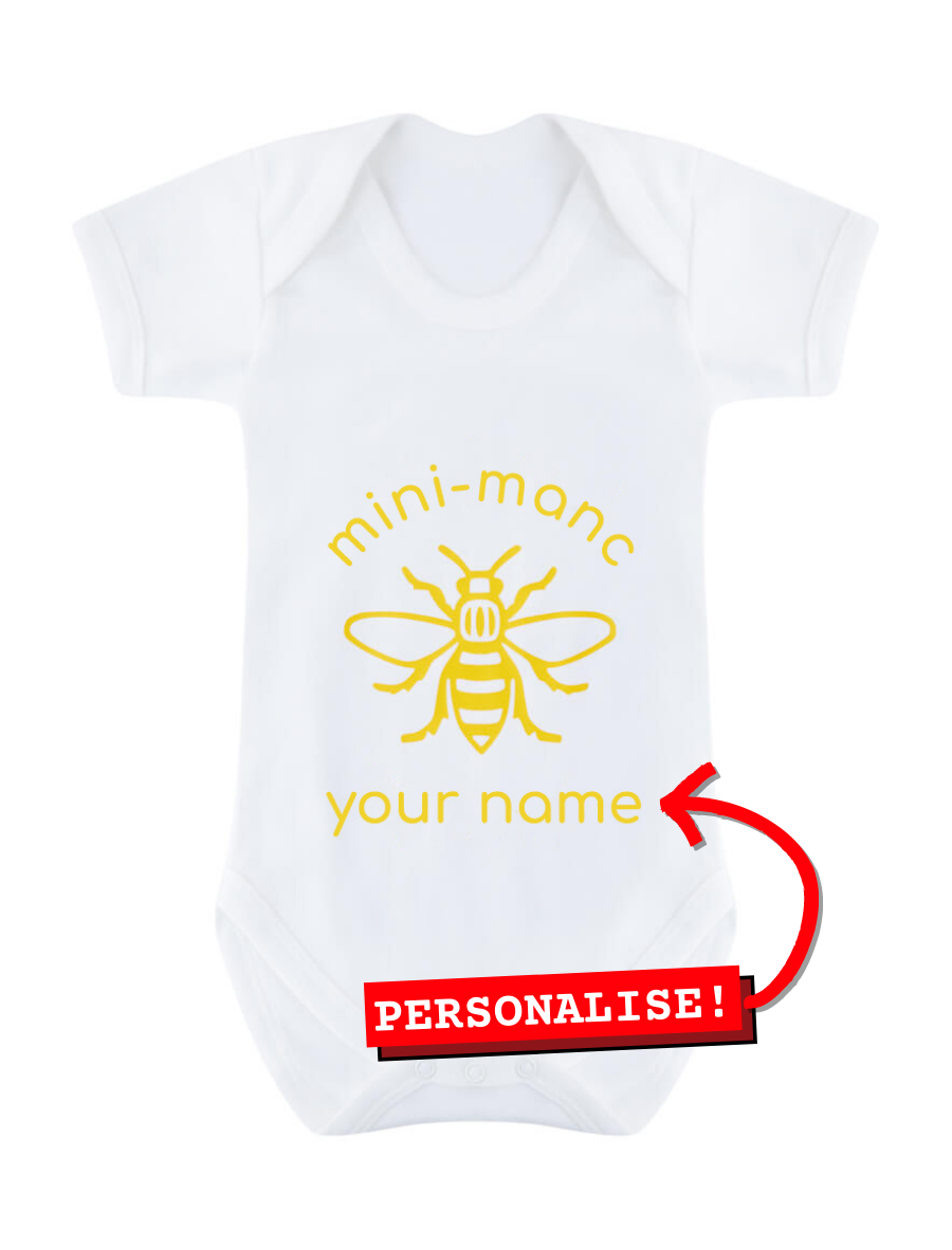 Yellow Mini-Manc Baby Grow