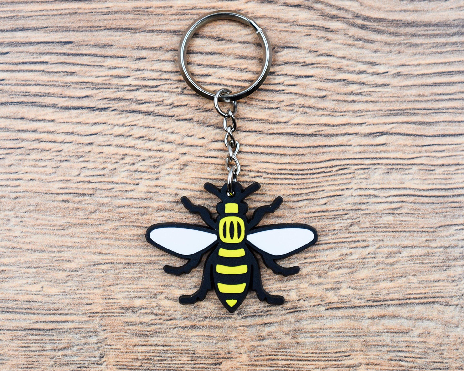 Rubber Manchester Bee Keyring - The Manchester Shop