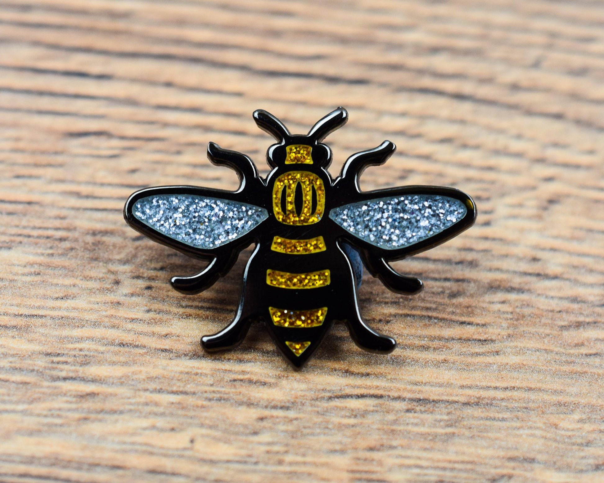Gold Glitter Manchester Bee Pin - The Manchester Shop