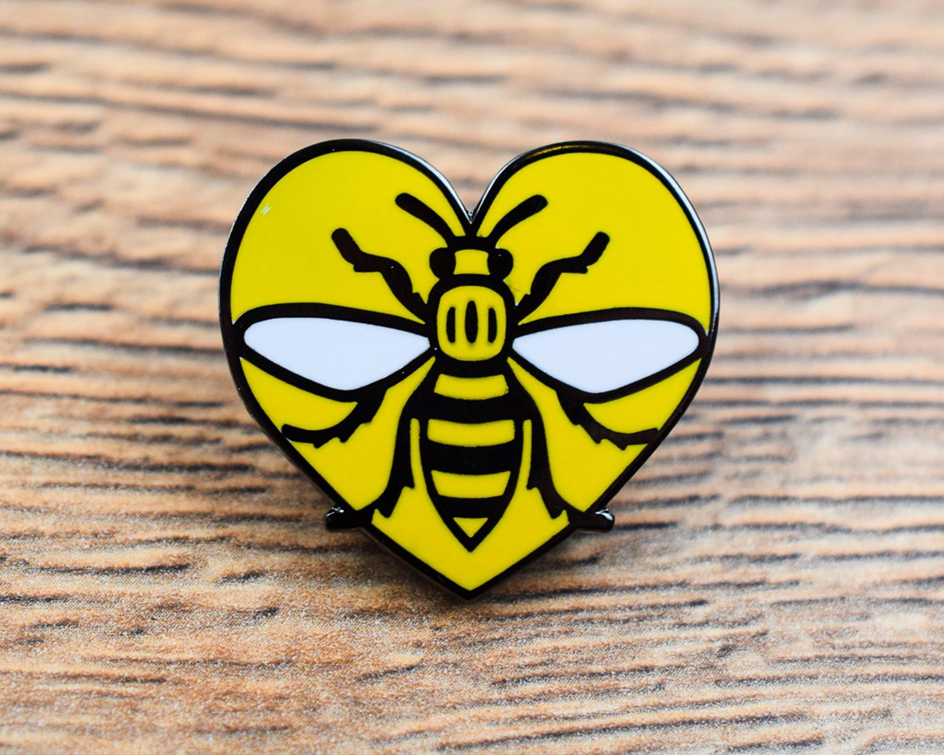 Yellow Heart Manchester Bee Pin - The Manchester Shop