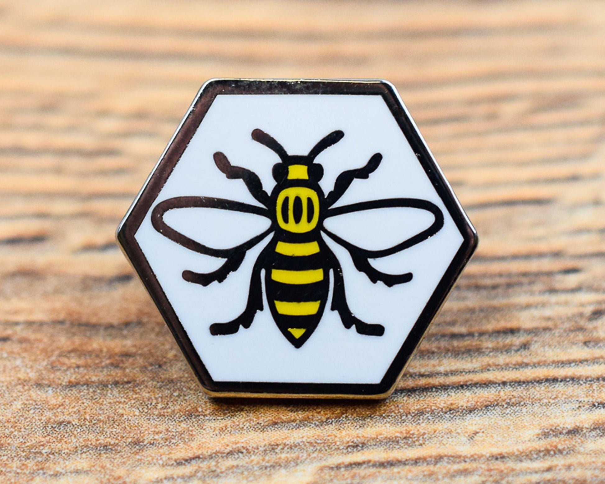 Manchester Bee Hexagon Pin - The Manchester Shop
