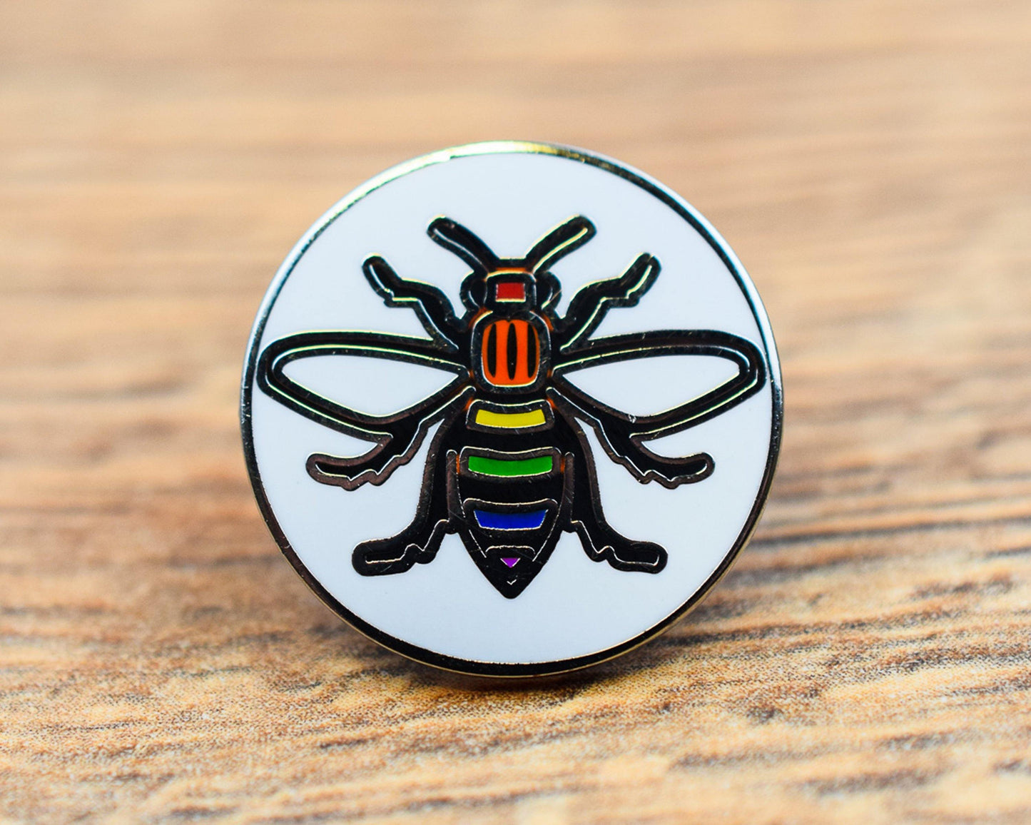 Rainbow Manchester Bee Pin - The Manchester Shop