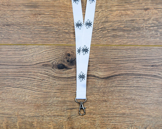 White & Black Bee Lanyard - The Manchester Shop